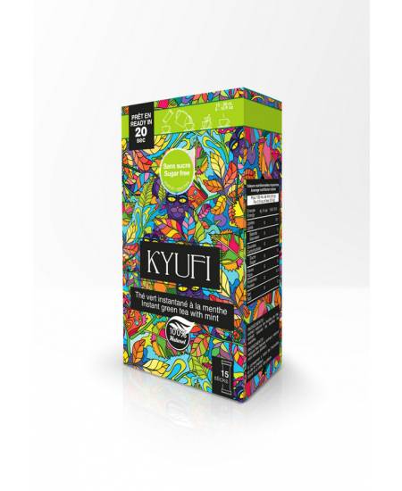KYUFI Instant Green tee Mint  ohne zucker  15x0,9g شاي أخضربدون سكر سريع التحضير من كيوفي بنكهة النعناع